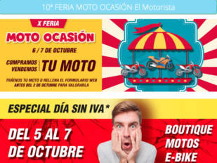 El Motorista celebra 3 Días sin IVA y la 10ª Feria Moto Ocasión del 5 al 7 de octubre