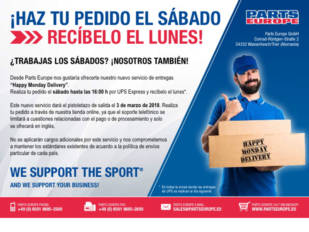Parts Europe permite realizar pedidos los sábados