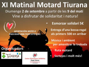El próximo 2 de septiembre, XI Matinal Motard en Tiurana (Lleida)