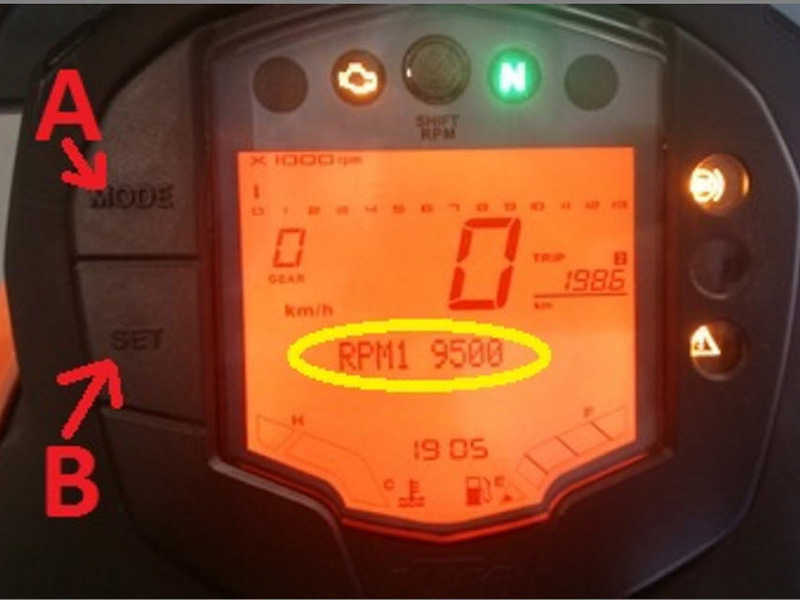 motoConsejo Texa: Configuración del aviso Shift R.P.M. en una KTM 390 Duke