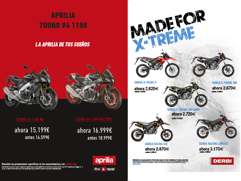 Modelos de Aprilia y Derbi se benefician de atractivos descuentos