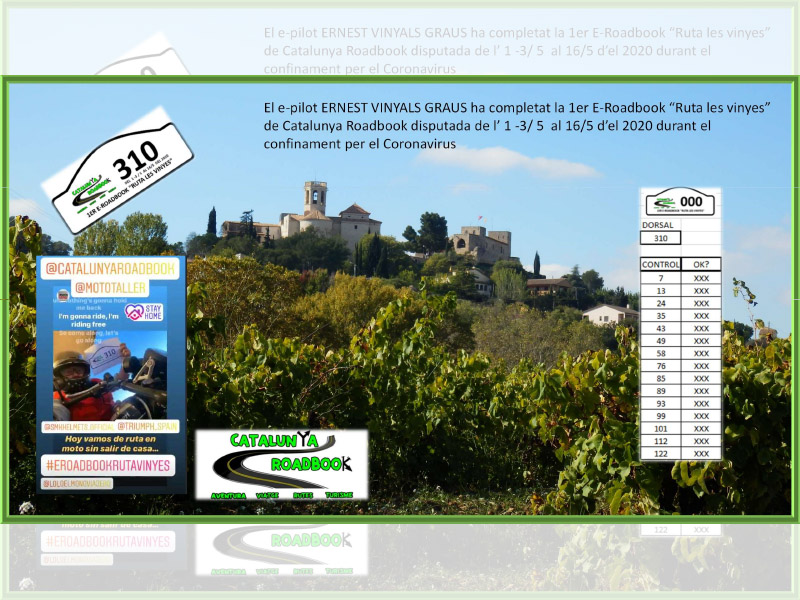Ya tenemos el diploma de finisher de la «1ª e-Roadbook Ruta de les Vinyes»