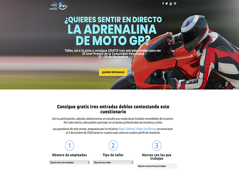 Elige Calidad, Elige Confianza sortea tres entradas dobles para al Gran Premio de Motociclismo de la Comunitat Valenciana
