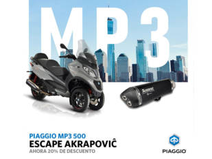 La Piaggio Mp3 500, con escape Akrapovič La Piaggio Mp3 500, con escape Akrapovič