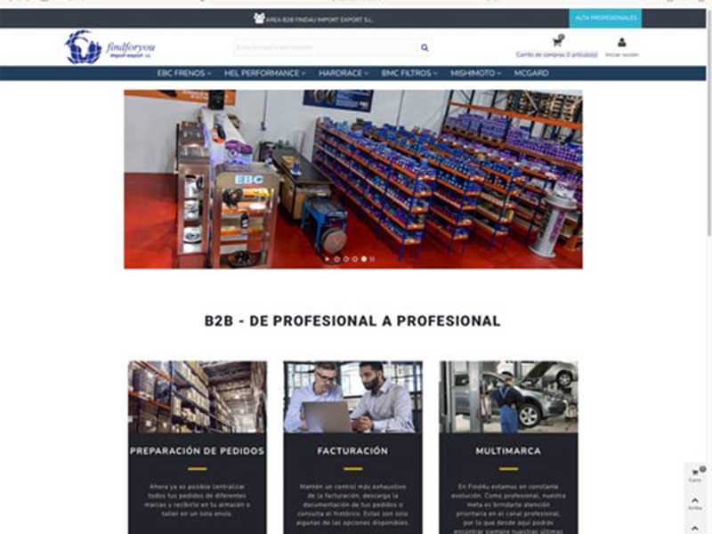 Findforyou Import-Export: nuevo B2B de EBC frenos y más almacén
